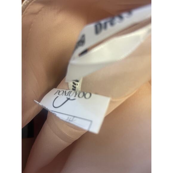 FORMAL PARTY SZ 14 1X plus Shimmer Pink Cut-Out One-Shoulder Maxi Dress NEW b21 - Picture 5 of 7